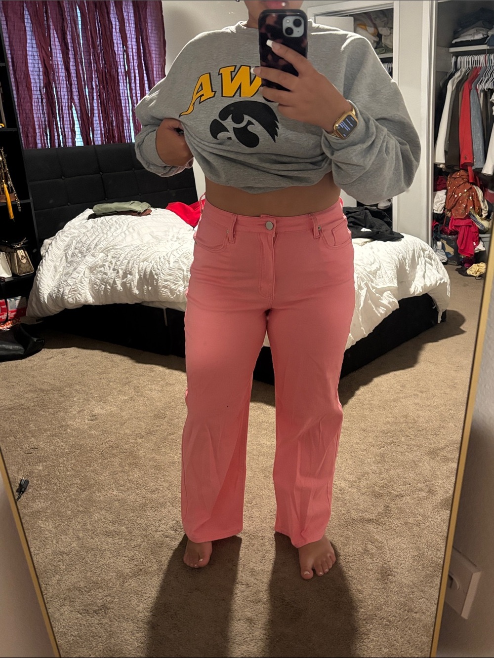 Rue21 Coral Pink High-Rise Straight Leg Pants